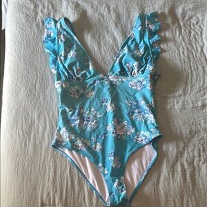 Floral Blue One-Piece Swimsuit